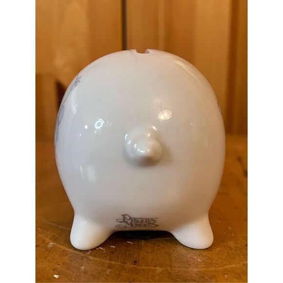 PRECIOUS MOMENTS 1986 May Your Christmas be Delicious Piggy Bank w/stopper - Picture 4 of 7